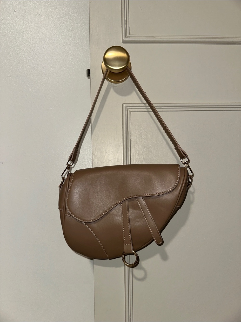 Vici Brown Saddle-Style Shoulder Bag